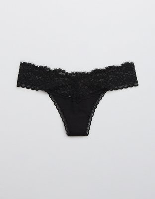 Aerie Cotton Eyelash Lace Thong Underwear