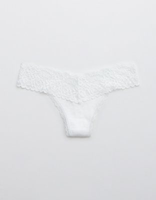 Aerie High Cut Cotton Mesh Thong Underwear