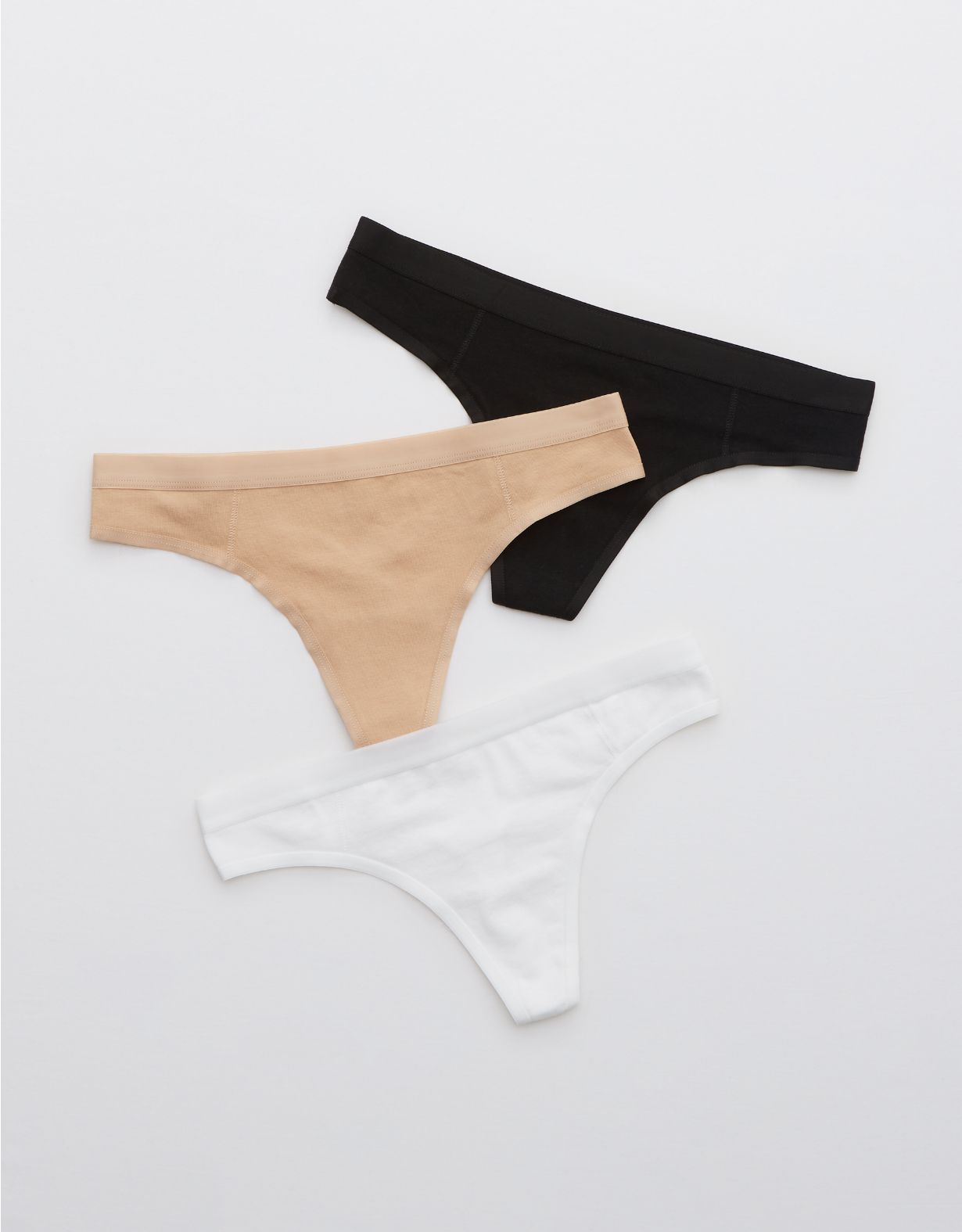 Aerie Cotton FlatElastic Thong Underwear 3-Pack