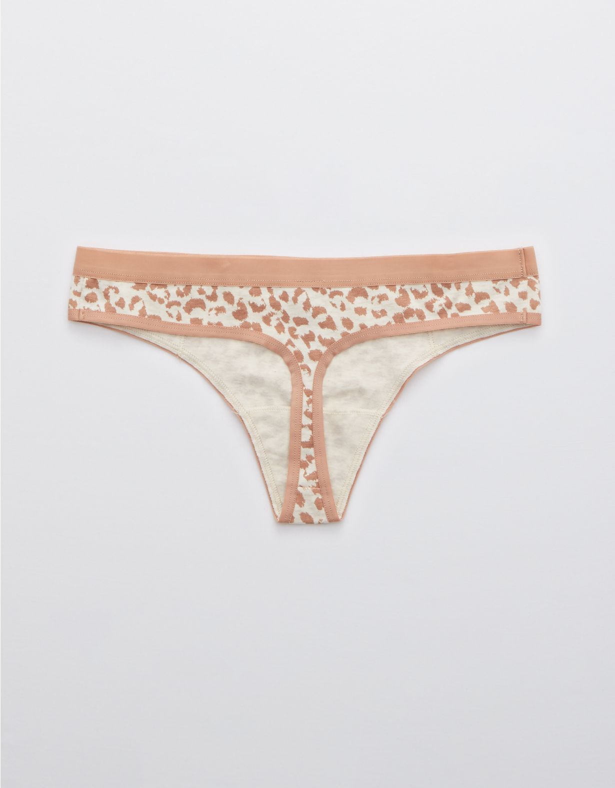 Aerie Cotton Elastic Leopard Thong Underwear