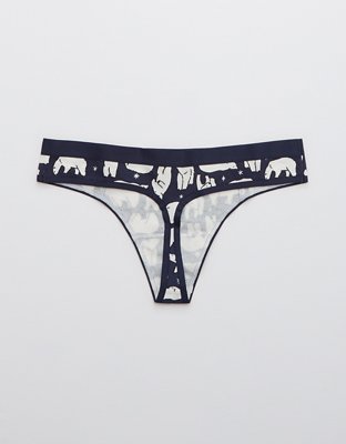 Aerie Cotton Flat Elastic Thong Underwear