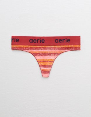 Aerie Cotton Logo Thong - Red