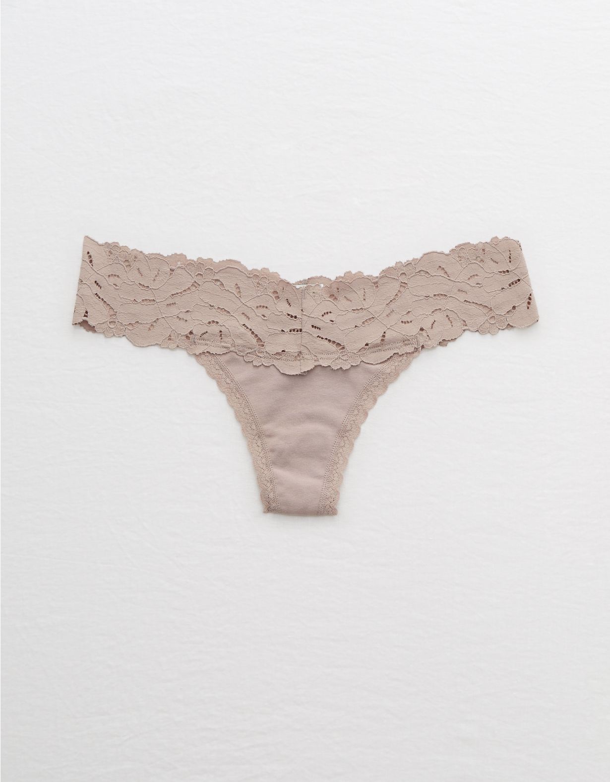 Aerie Palm Lace Cotton Thong Underwear
