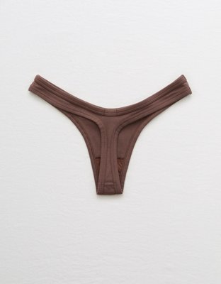 Aerie Ribbed High Cut Thong Underwear