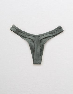 Aerie Ribbed High Cut Thong Underwear