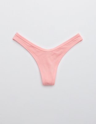 Aerie Ribbed Cotton High Cut Thong Underwear