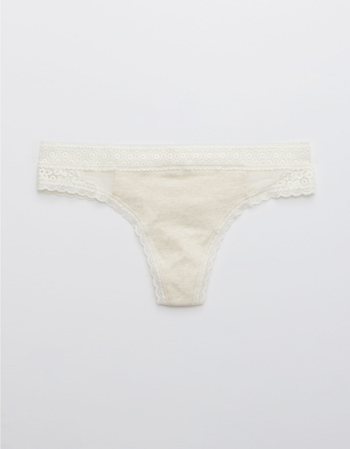 Aerie Queens Lace Cotton Thong Underwear