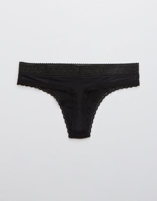 Aerie Queens Lace Cotton Thong Underwear