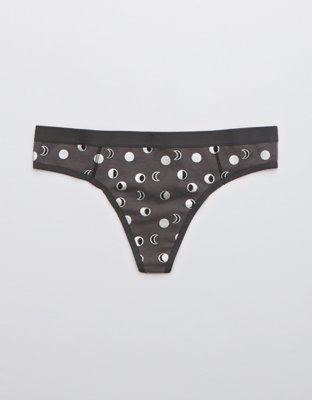 Aerie cotton thong in black