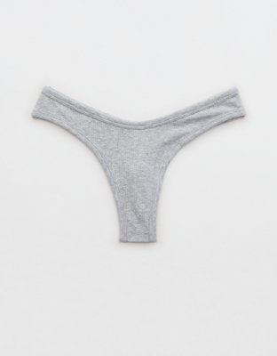 Aerie Modal Ribbed High Cut Thong Underwear, Panties