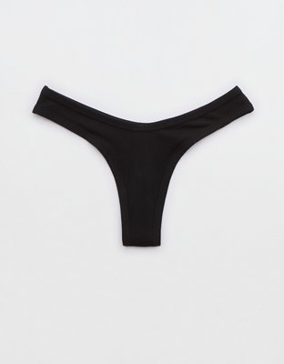 Aerie Ribbed Cotton High Cut Thong Underwear