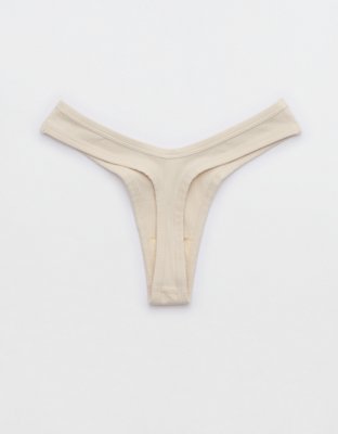 Aerie Ribbed Cotton High Cut Thong Underwear