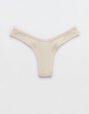 Aerie Ribbed Cotton High Cut Thong Underwear