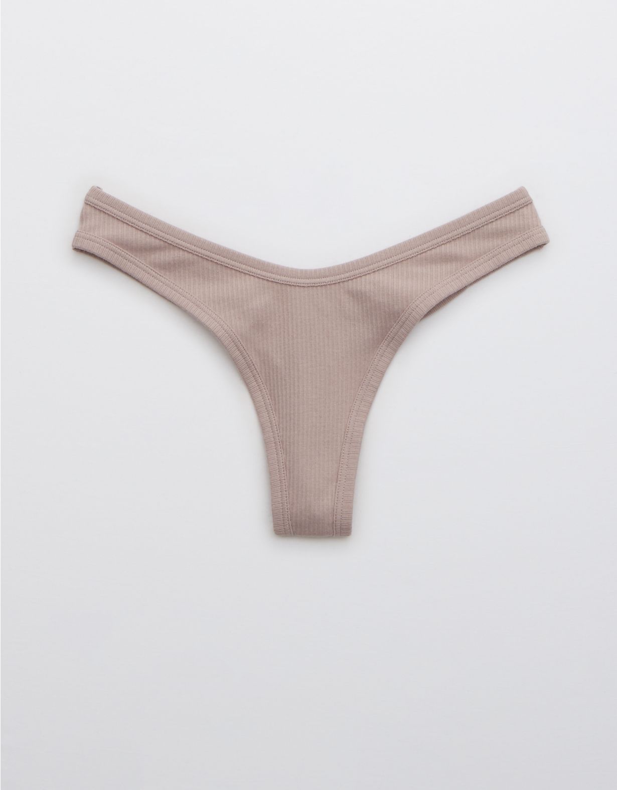 Aerie Ribbed Cotton High Cut Thong Underwear