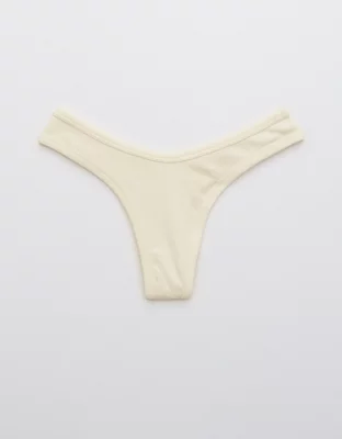 Aerie Ribbed Cotton High Cut Thong Underwear