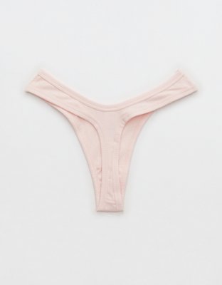 Aerie Ribbed Cotton High Cut Thong Underwear