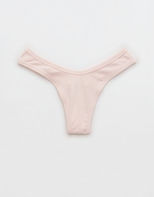 Aerie Ribbed Cotton High Cut Thong Underwear