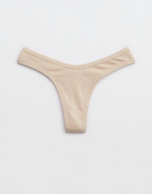 Aerie Ribbed Cotton High Cut Thong Underwear