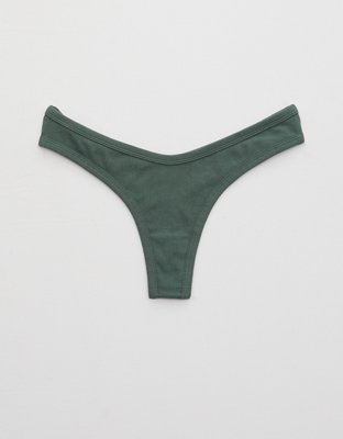 Aerie Ribbed Cotton High Cut Thong Underwear