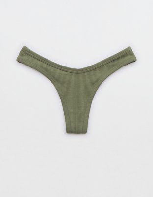 Superchill Ribbed Cotton High Cut Thong Underwear