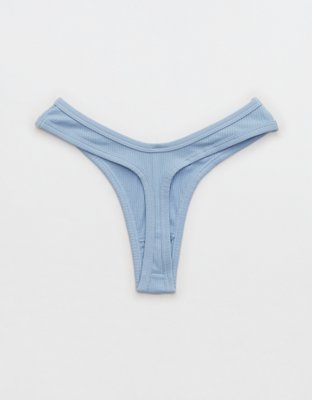 Aerie Ribbed Cotton High Cut Thong Underwear