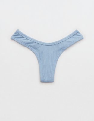 Aerie Modal Ribbed High Cut Thong Underwear, Panties