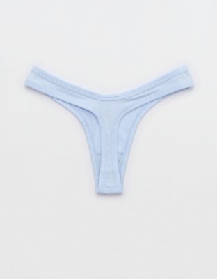 Aerie Ribbed Cotton High Cut Thong Underwear