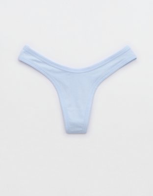 Aerie Ribbed Cotton High Cut Thong Underwear