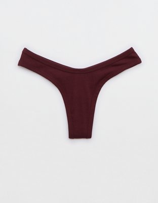 Aerie Ribbed Cotton High Cut Thong Underwear