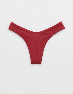 Superchill Ribbed Cotton High Cut Thong Underwear