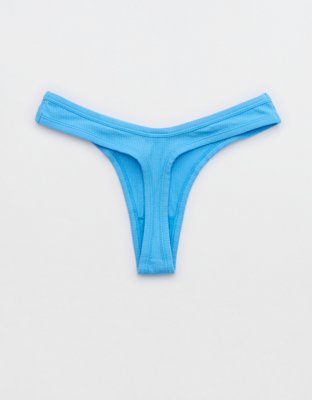 Aerie Ribbed Cotton High Cut Thong Underwear