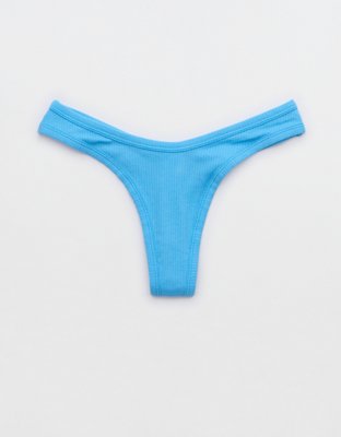 Aerie Ribbed Cotton High Cut Thong Underwear