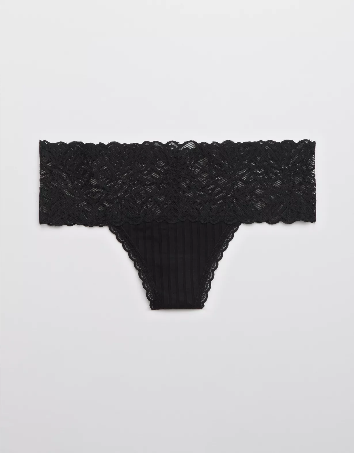 Aerie Ribbed Firework Lace Thong Underwear