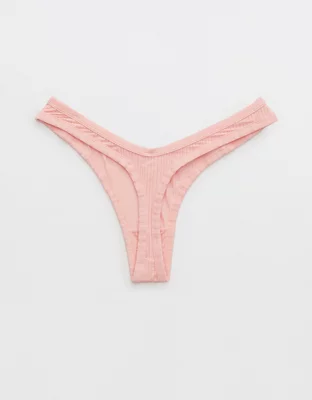 Aerie Modal Ribbed High Cut Thong Underwear