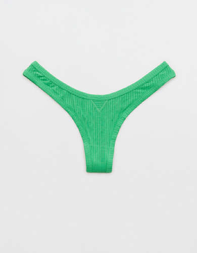 Aerie Modal Ribbed High Cut Thong Underwear