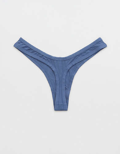 Aerie Modal Ribbed High Cut Thong Underwear