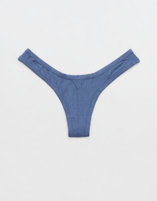 Ribbed Cotton Thong