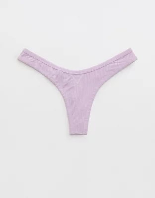 Aerie Modal Ribbed High Cut Thong Underwear