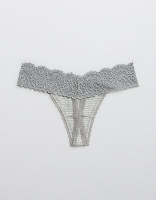Aerie Cotton Eyelash Lace Thong Underwear