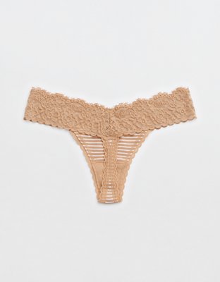 Tanga pequeña de algodón con encaje Eyelash Aerie
