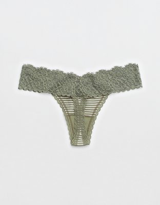 Aerie Cotton Eyelash Lace Thong Underwear