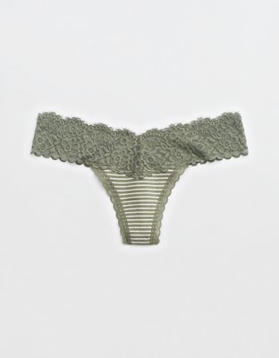 Aerie Cotton Eyelash Lace Thong Underwear