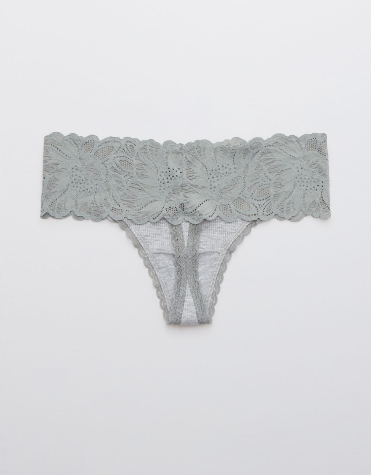 Aerie Waffle Holiday Best Lace Thong Underwear