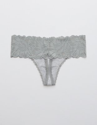Aerie Waffle Holiday Best Lace Thong Underwear