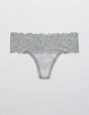 Aerie Waffle Holiday Best Lace Thong Underwear