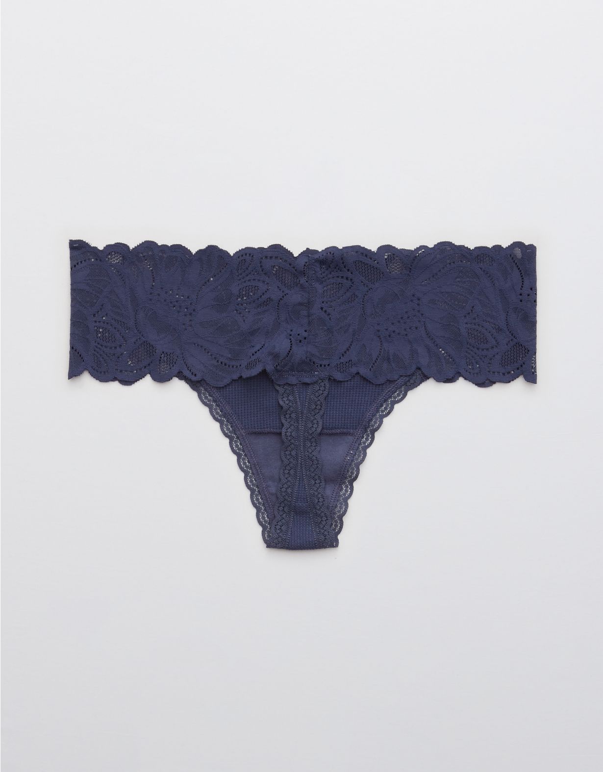Aerie Waffle Holiday Best Lace Thong Underwear