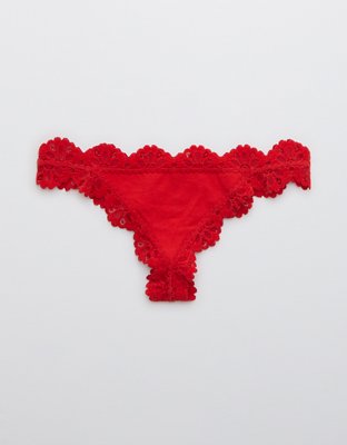 Aerie Cotton Snowday Lace Thong Underwear