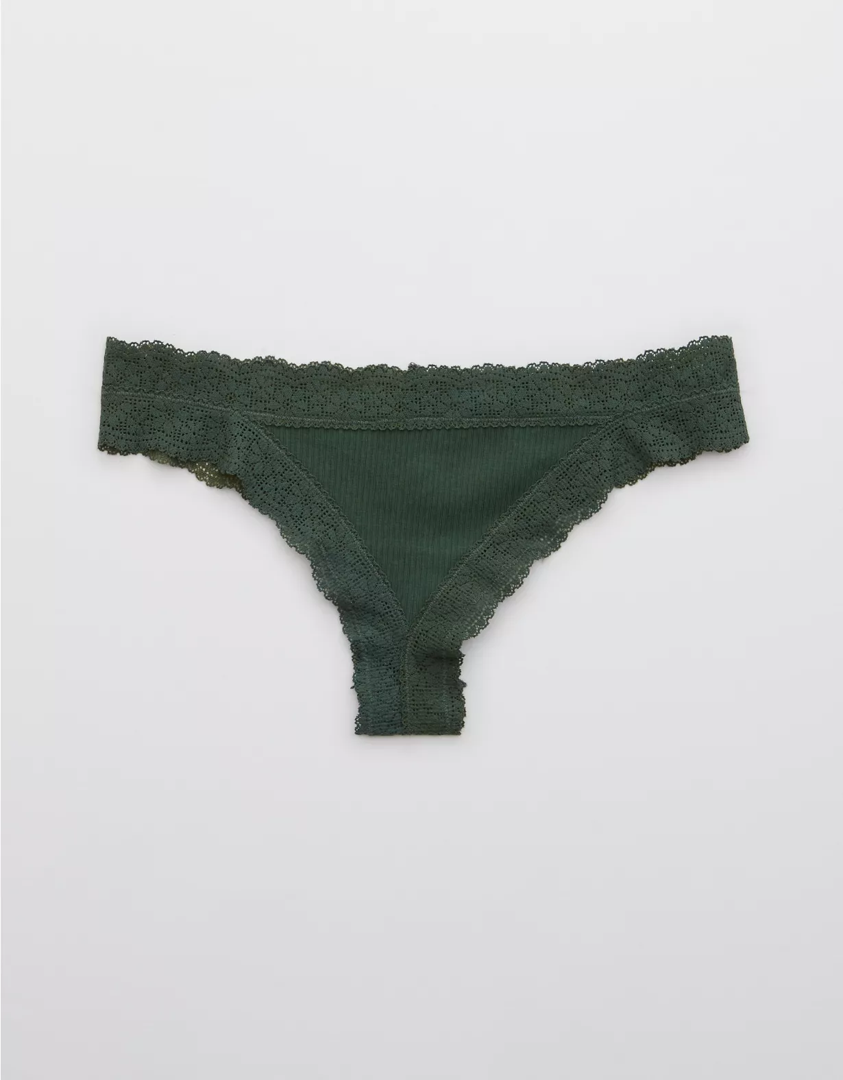 Aerie Cotton Lace Thong Underwear