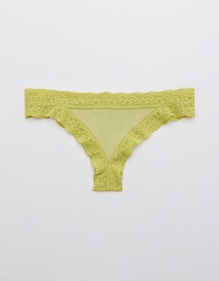 Aerie Cotton Lace Thong Underwear