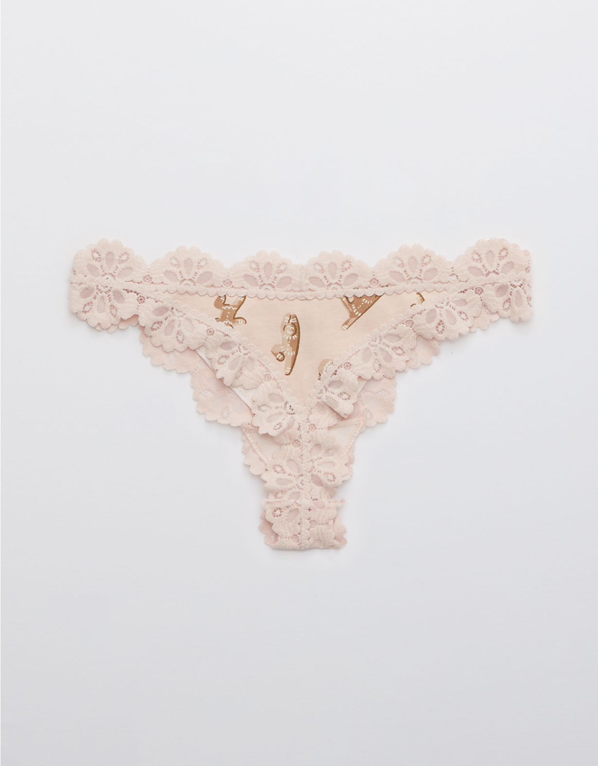 Aerie Cotton Snowday Lace Thong Underwear
